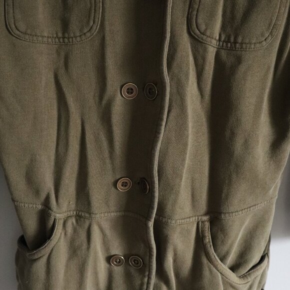 PrAna Women's Sz Lrg Green Army Military Double-Breasted Lightweight Pea Jacket - Picture 8 of 13